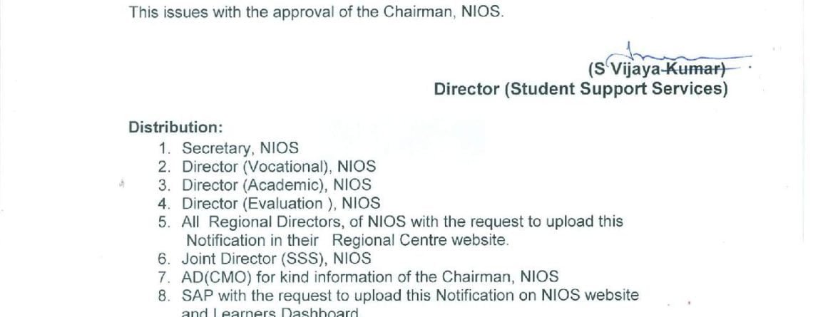 last date of nios assignment submission extended