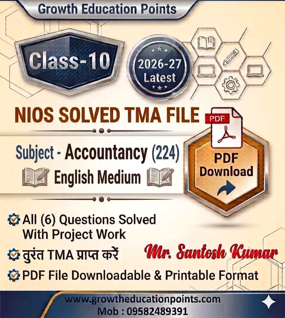 NIOS Class 10 Accountancy 224 Solved Assignment 2026-27