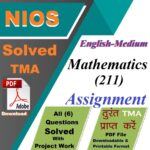 Nios Solved Assignment Mathematics (211) English Medium 2026 For April Exam